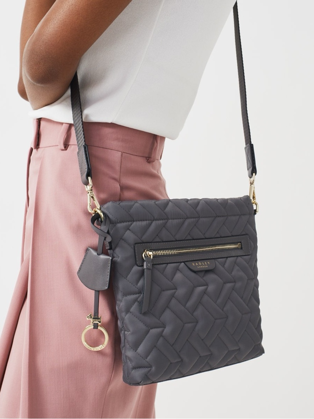 NWOT Radley London Finsbury Park Quilted Crossbody Bag in Charcoal Gray
